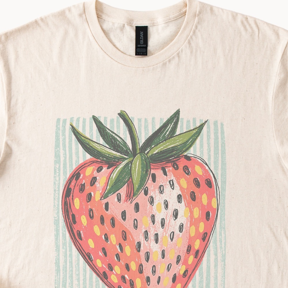Boho Strawberry Hand Drawn Style Tee